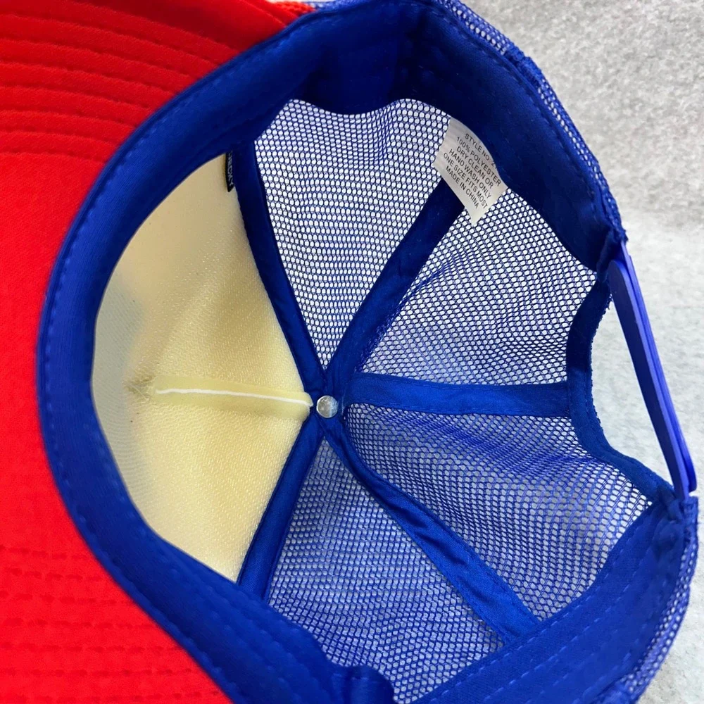 Montucky Cold Snacks Horse Logo Unisex Red White Blue Decky Trucker Hat OSFM